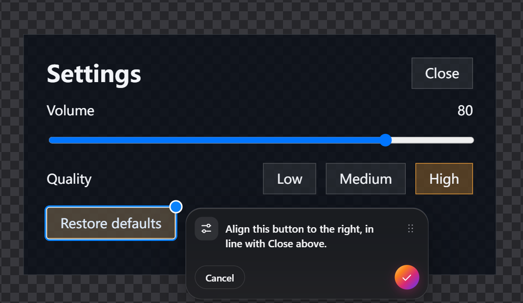 The annotation popover on the page